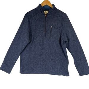 Woolrich Men’s 1/4 Zip Long Sleeve High Neck Sweater Fleece Blue Large